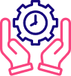 Hands cradling a clock gear: managed installation step